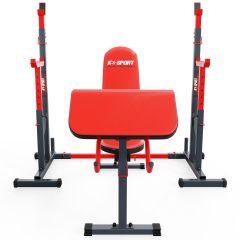 Kraftstation Trainingsset Mit Hantelbank + Langhantelablage + Curlpult Frontsicht