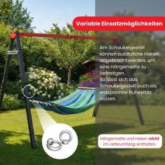 Schaukelgestell mit optionaler Hängematte, vielseitige Nutzung als Spiel- und Entspannungsbereich im Garten