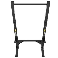 Stabile Vorderansicht des Blackline Pro Squat Racks mit breitem Standfuß