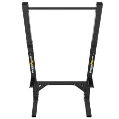 Freistehendes Squat Rack in Schwarz mit höhenverstellbaren Ablagen für Langhanteln