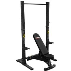 Squat Rack Set mit verstellbarer Hantelbank in Schwarz – stabile Kraftstation für Bankdrücken und Kniebeugen