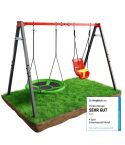 Schaukelset mit Nestschaukel und sicherer Babyschaukel auf Rasen mit Vergleich.org Siegel für Vergleichssieger