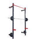 Faltbares Half Rack zur Wandmontage mit Gewichten und Hantel