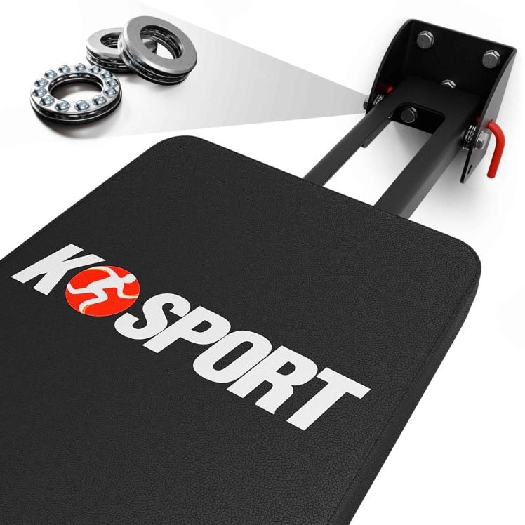 Detail der Befestigung und Lagerung der Trainingsbank
