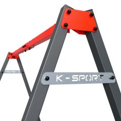 Detailaufnahme stabiles Metall Schaukelgestell mit verstärkten Verbindungen und K-Sport Logo
