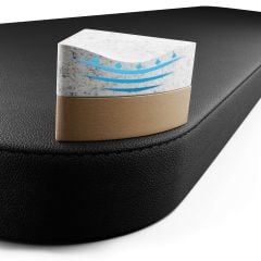 Detail der gepolsterten Bankauflage mit Materialstruktur