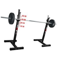 Hantelständer mit Langhantel, höhenverstellbar von 58 bis 88 cm