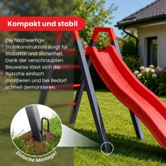 Kompakte und stabile Kinderrutsche mit Bodenverankerung für den Garten
