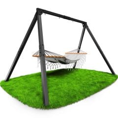 Schaukelgestell aus Stahl mit zwei Hängematten, belastbares Gartengestell für Erwachsene und Kinder