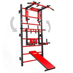 Sprossenwand mit Bank + Dip Station + Klimmzugstange