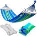 Blau-grüne Hängematte mit Seilen und Tragetasche - für den Garten