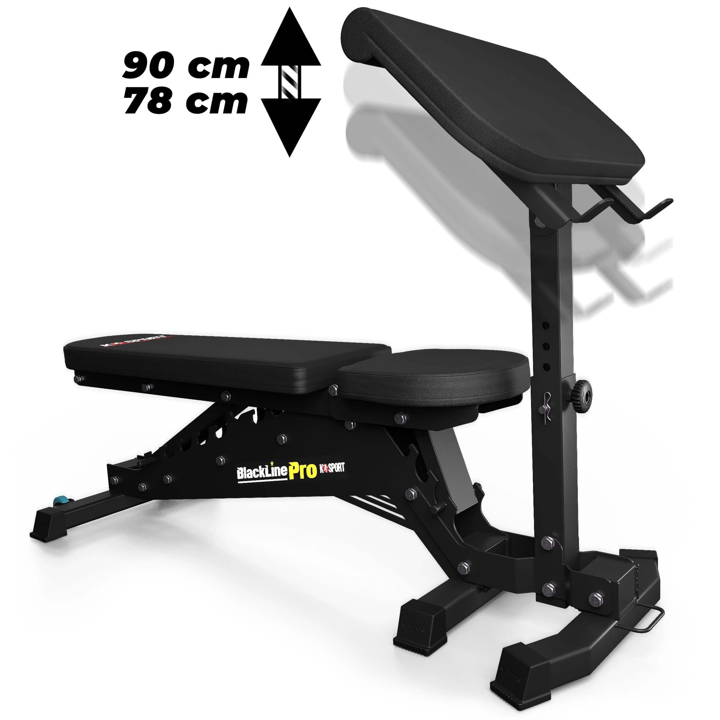 Höhenverstellung des Curlpults an der Hantelbank KSG003 von 78 bis 90 cm