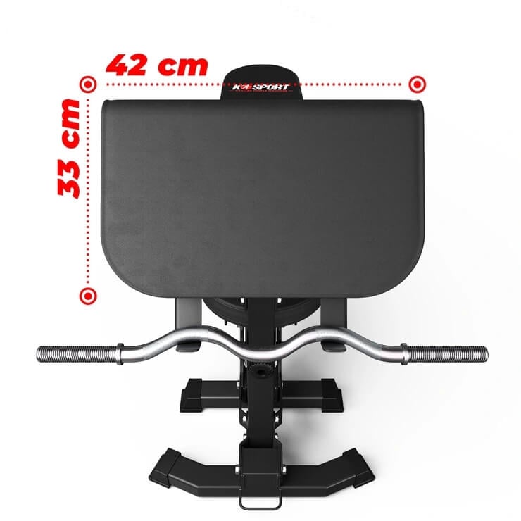 Gepolsterte Armauflage des Curlpults mit 42 cm Breite und 33 cm Höhe