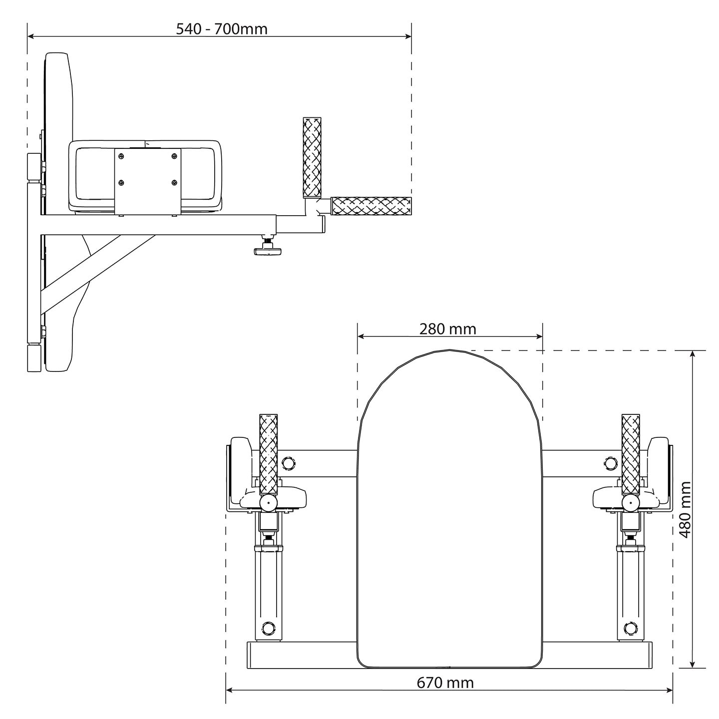 Technischen Daten - Dip Station mit Seitenfuehrung zur Wandmontage
