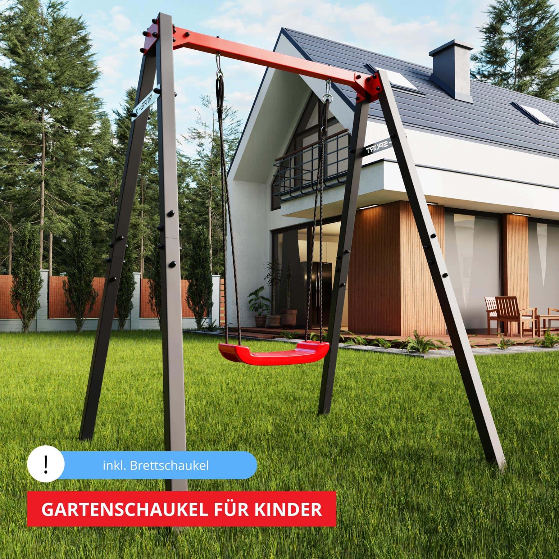 Gartenschaukel von K-Sport mit Brettschaukel, perfekt für Kinder und vielseitige Gartenaktivitäten