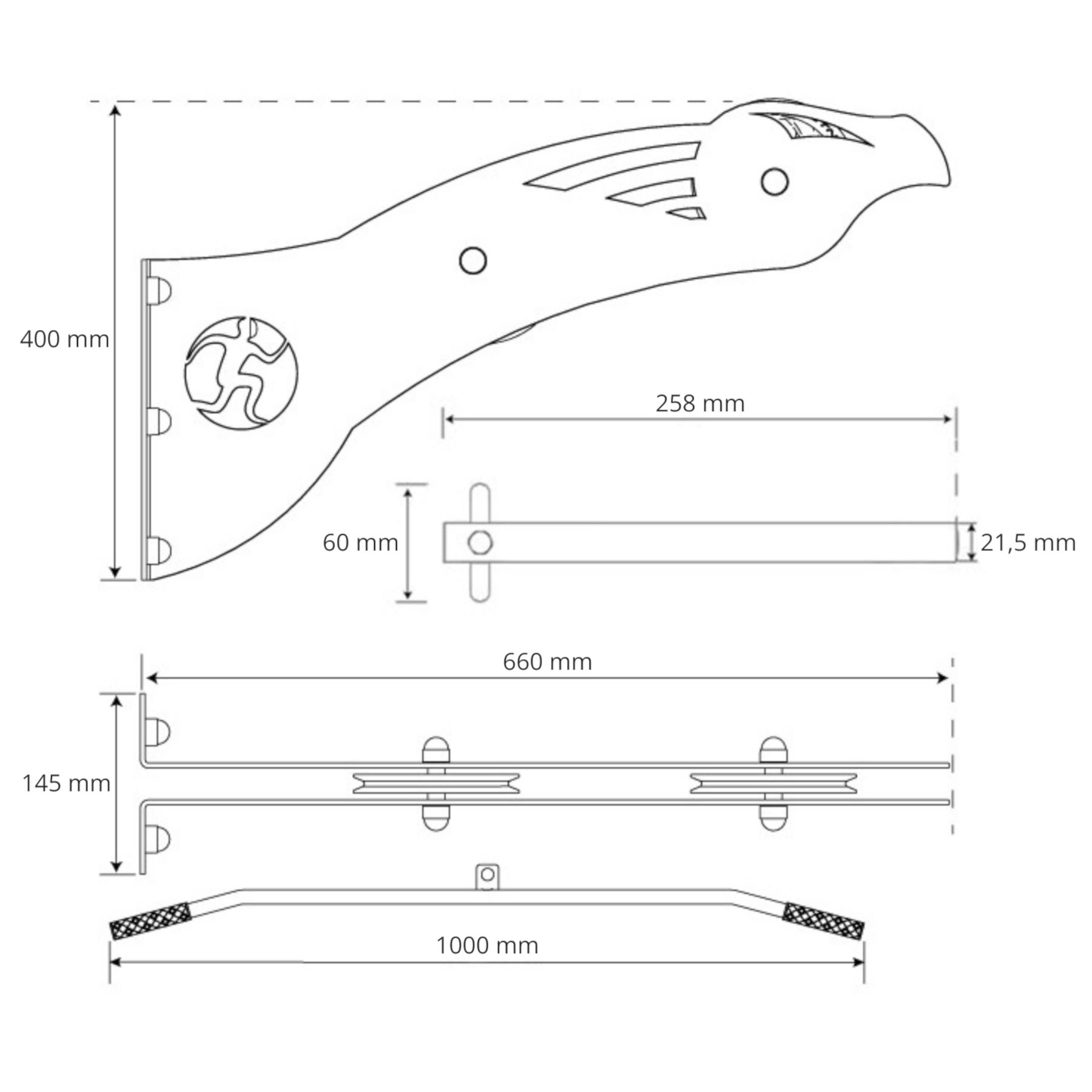 Technischen Daten - Oberer Kabelzug zur Wandmontage