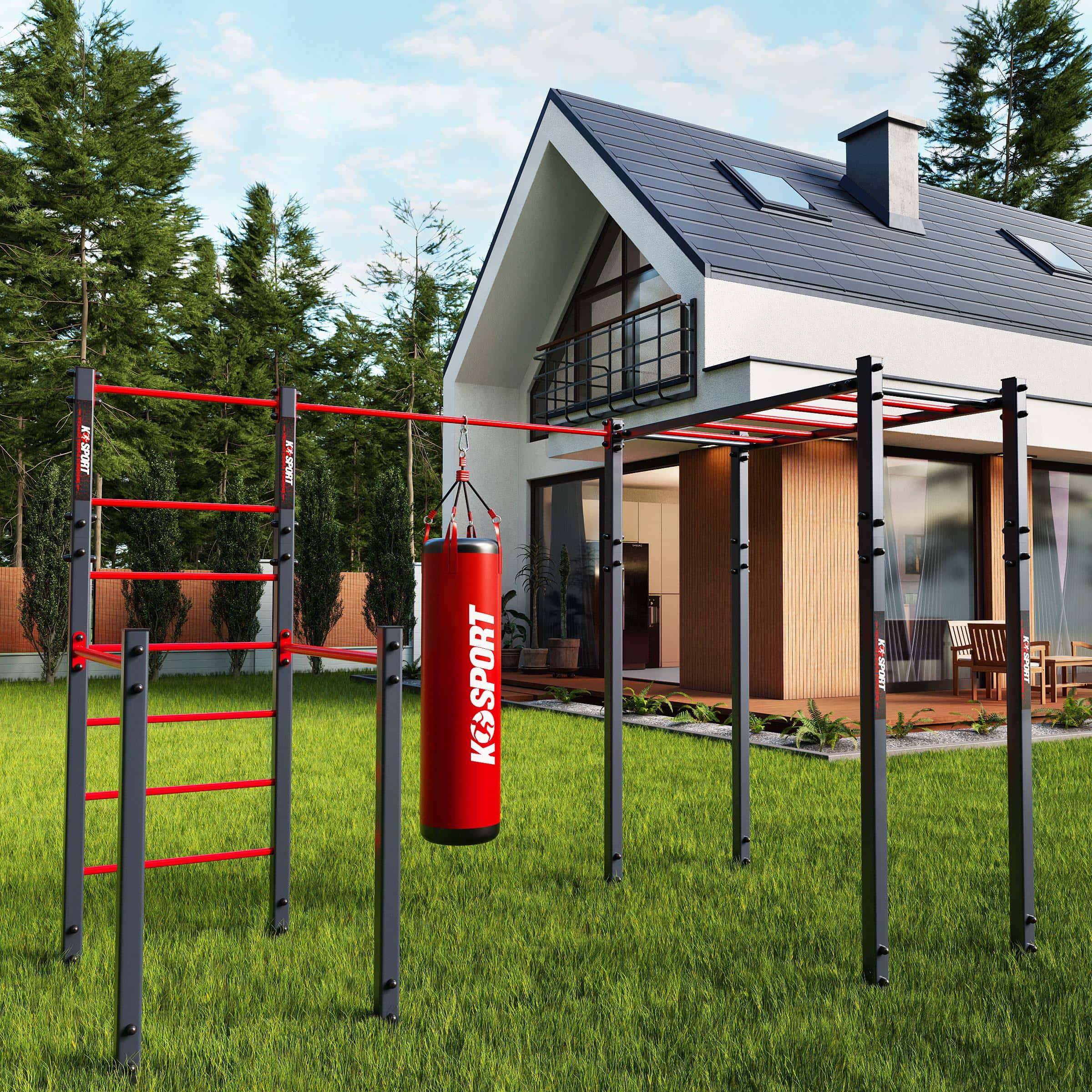 Outdoor Calisthenics Gerät mit Sprossenwand und Hangelleiter