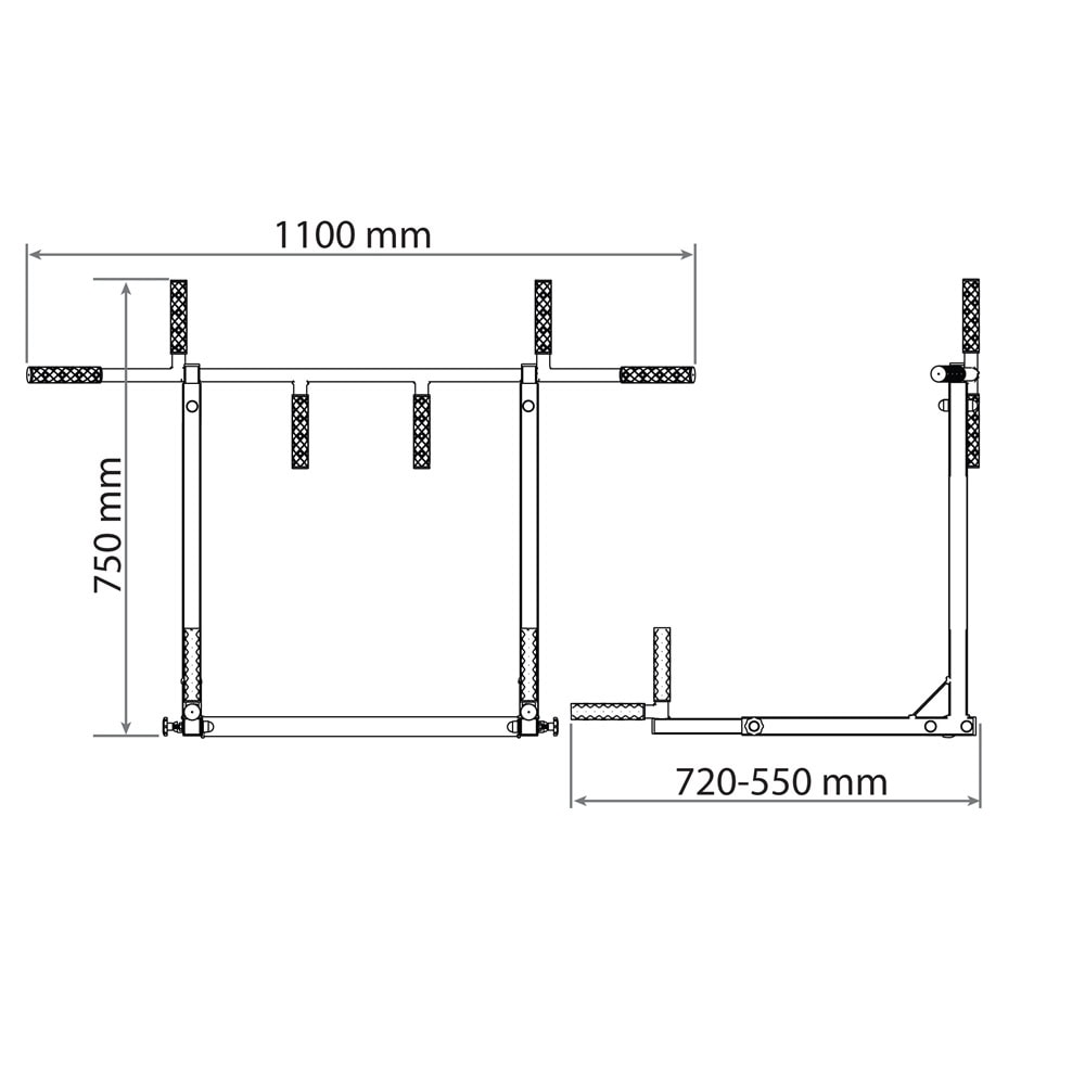 Technischen Daten - Klimmzugstange + Dip Station zur Wandmontage 2in1