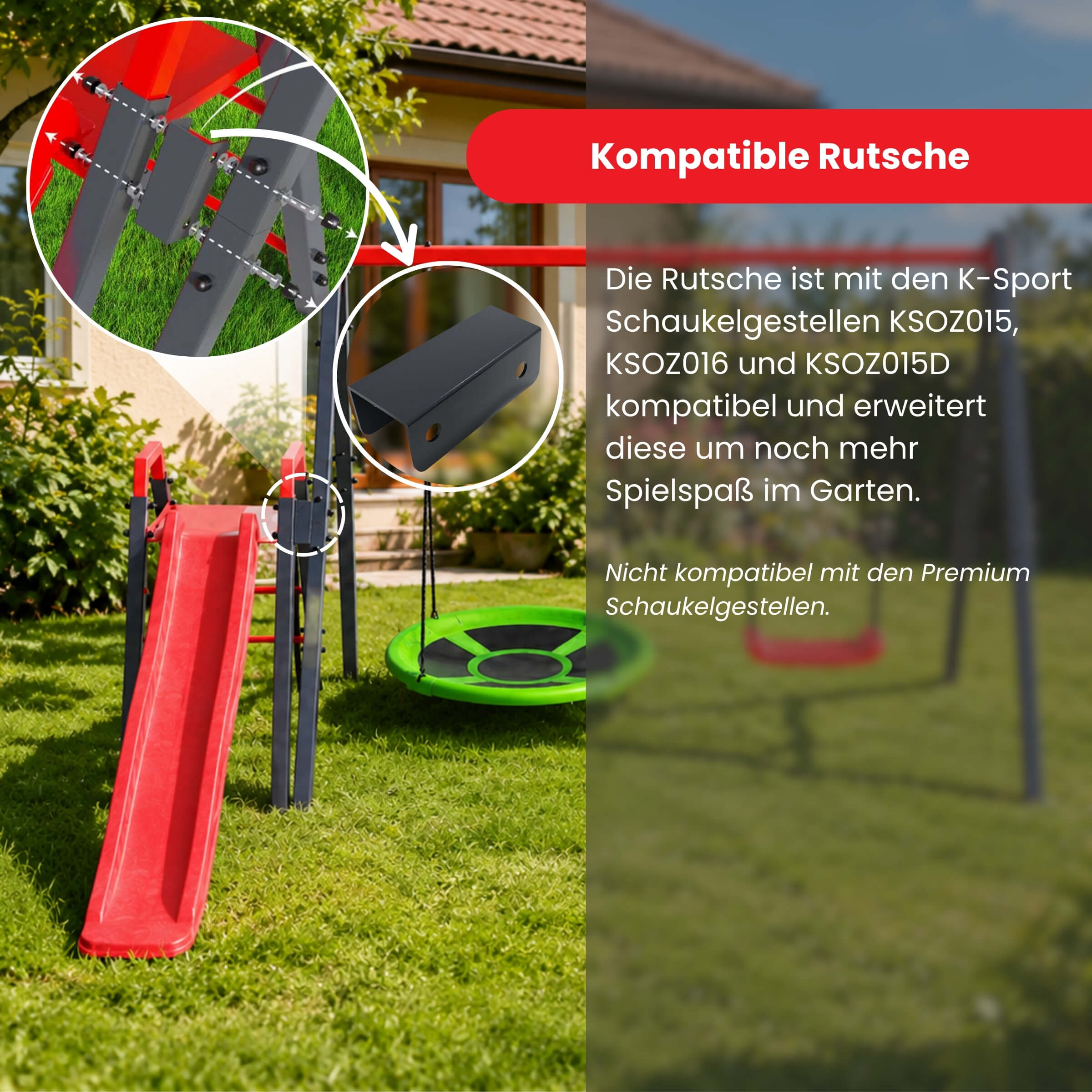 Kinderrutsche kompatibel mit den K-Sport Schaukelgestellen KSOZ015, KSOZ016 und KSOZ015D
