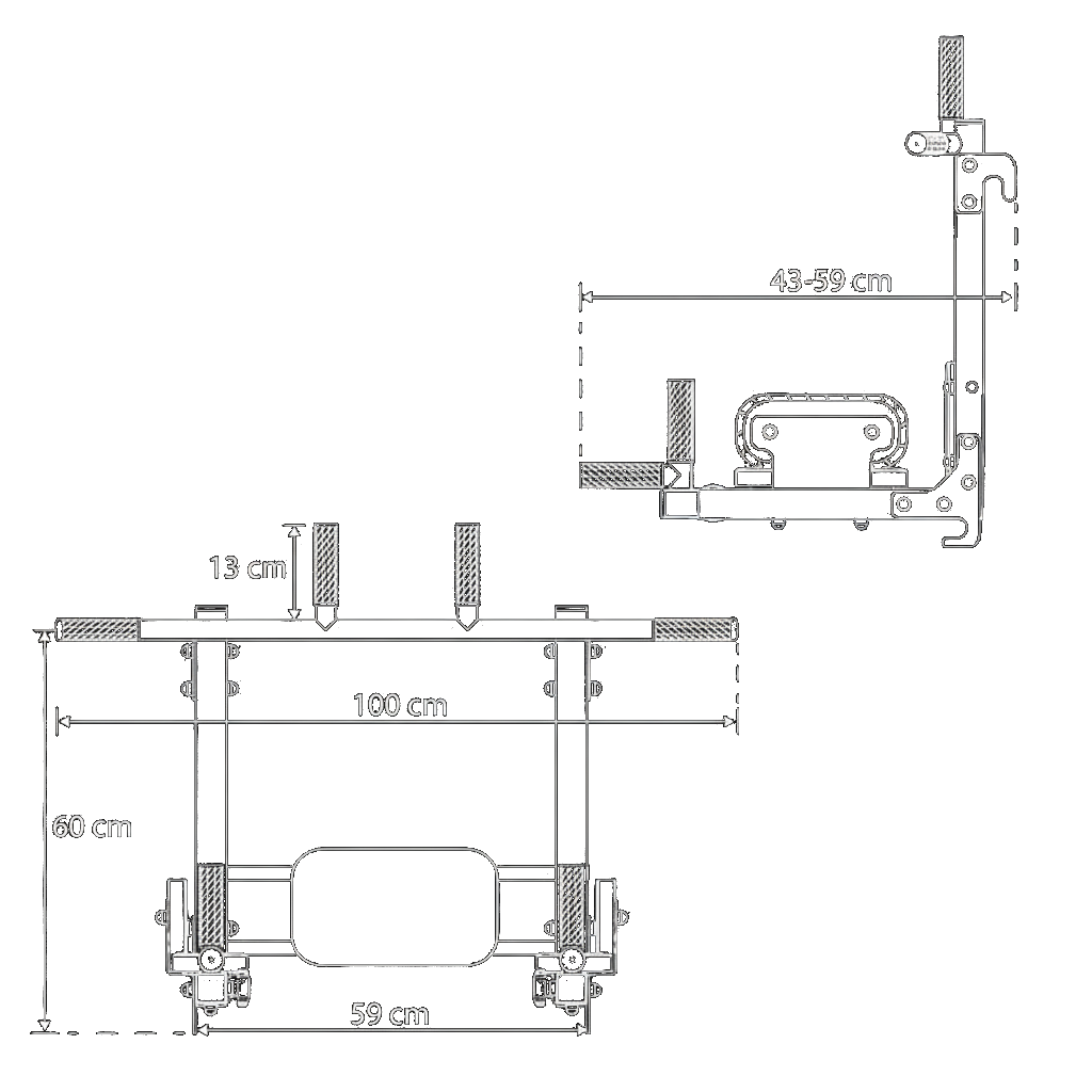 Technischen Daten - Klimmzugstange + Dip Station zur Wandmontage 2in1