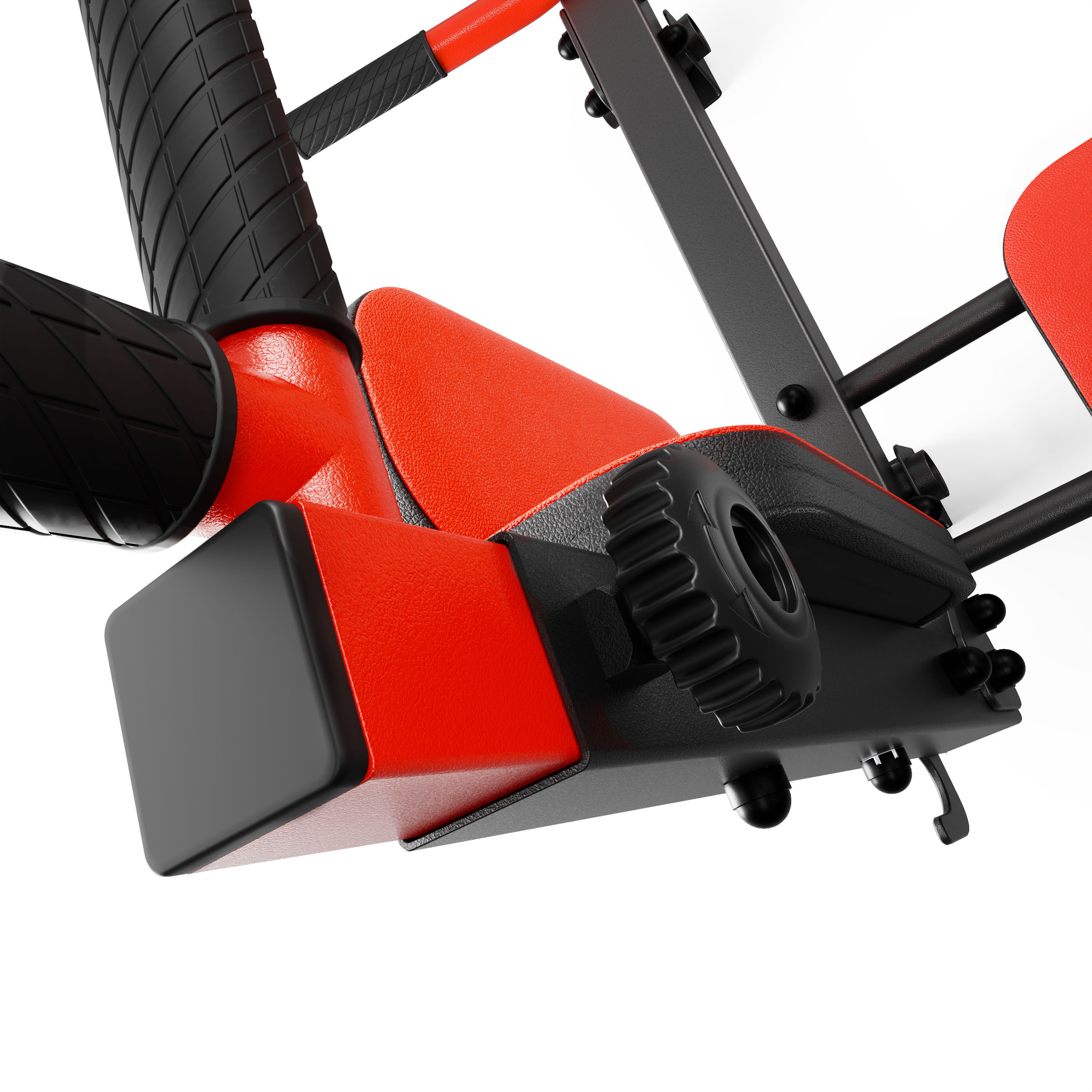 Detail: Aufhängung mit Haken zum Umhängen zwischen Dip-Station und Klimmzugstange