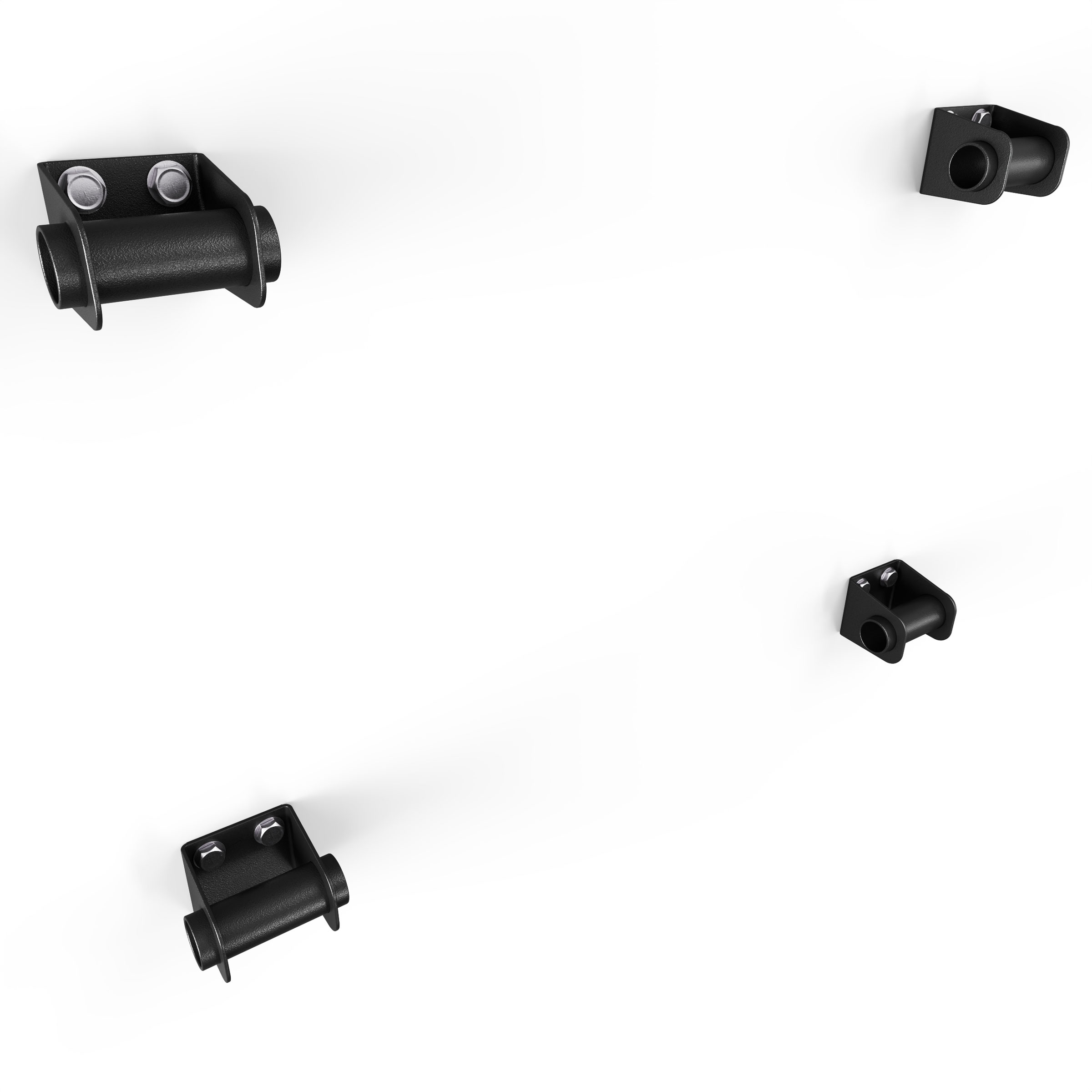Vier Wandhalterungen zur Montage der 2-in-1 Klimmzug- und Dip-Station