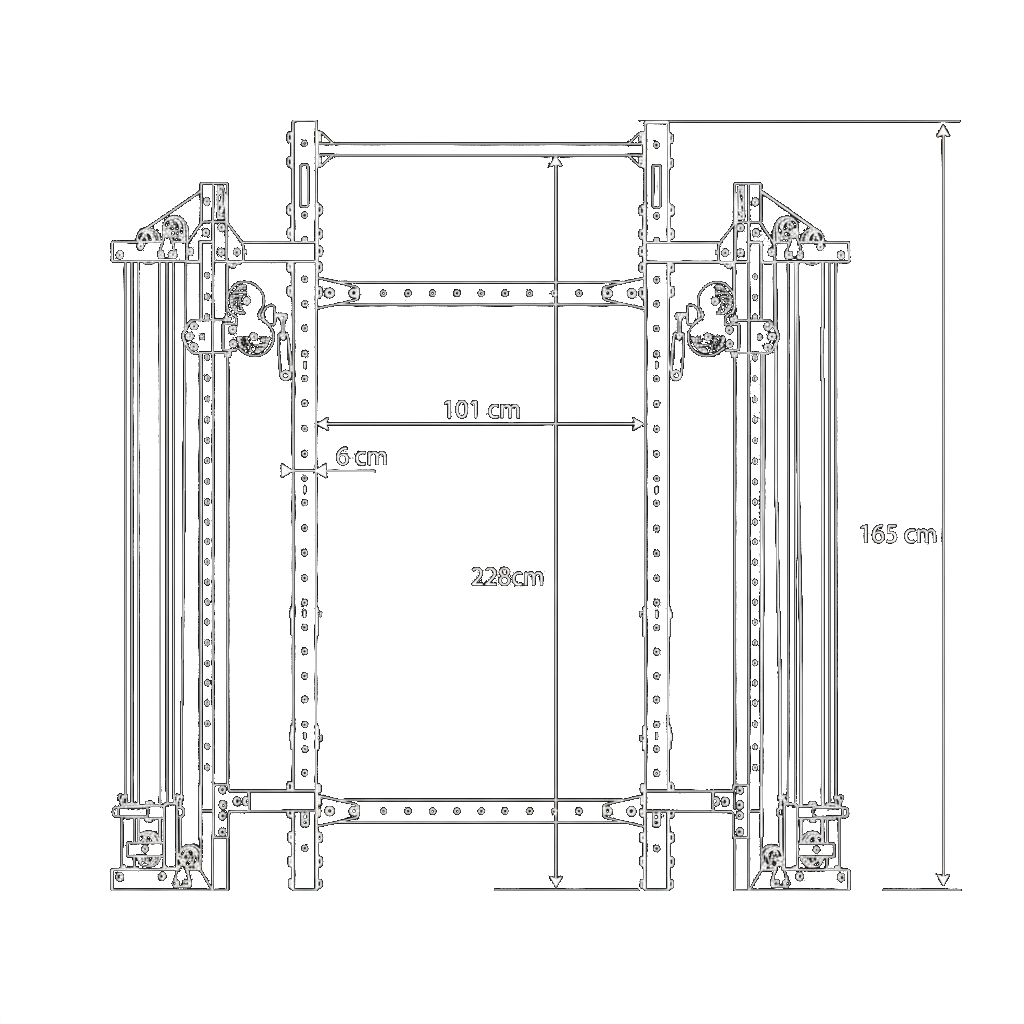 Technischen Daten - Power Rack Semi-Pro – Freistehend inkl. Latzug & Ruderzug