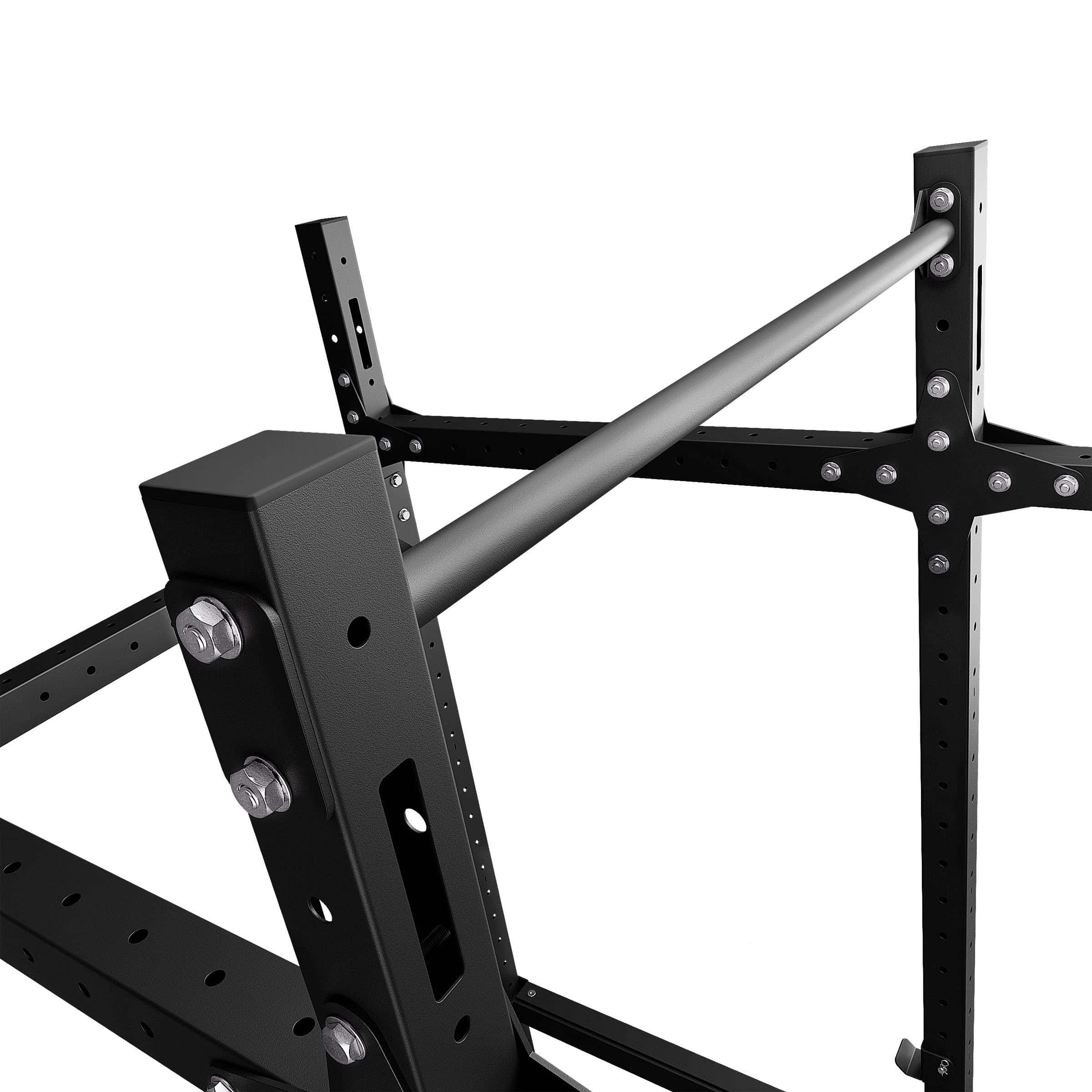 Obere Rahmenverstrebung eines Power Racks mit stabiler Stahlquerstrebe und verschraubter Konstruktion