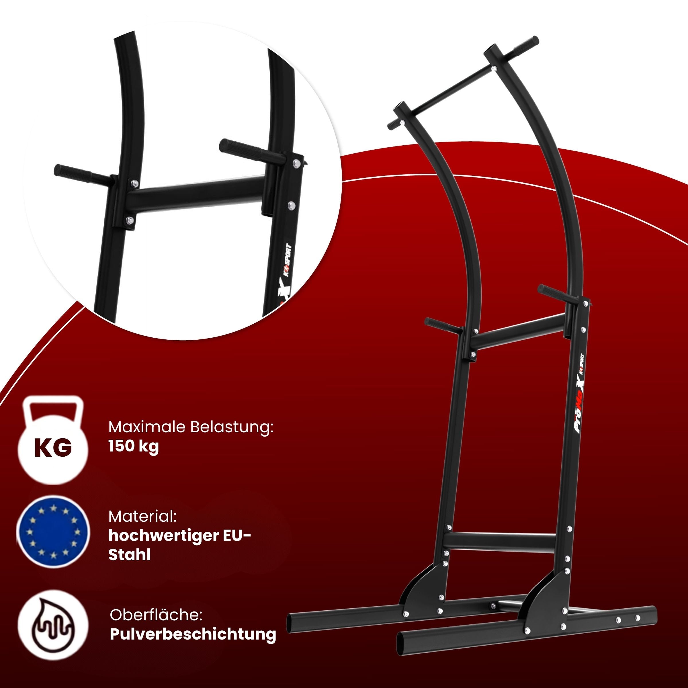 Fitness-Übungen am Power Tower: Dips und Dehnübungen an der stabilen Konstruktion