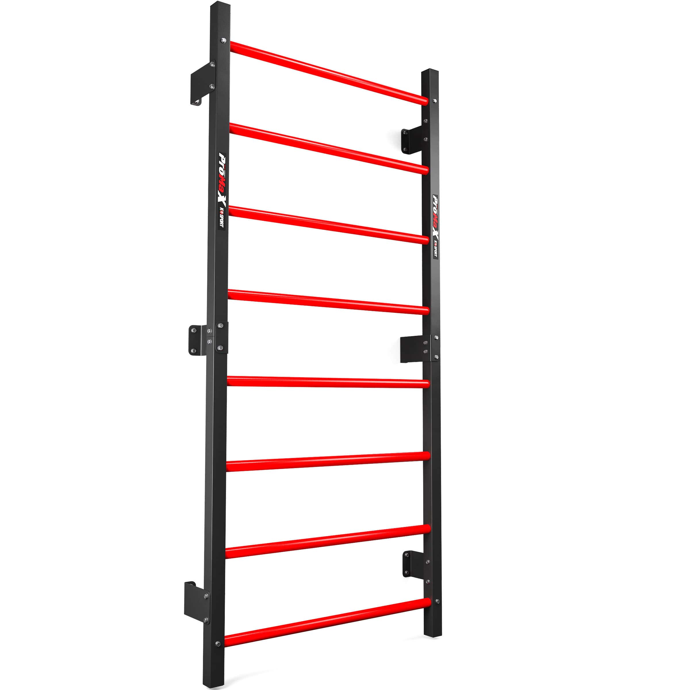 K-Sport Sprossenwand aus Metall mit 8 roten Sprossen in Frontansicht