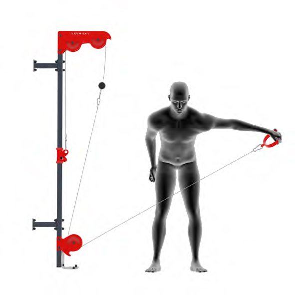 Dummy an Kabelzug - Vorgebeugtes Seitheben am Kabelzug