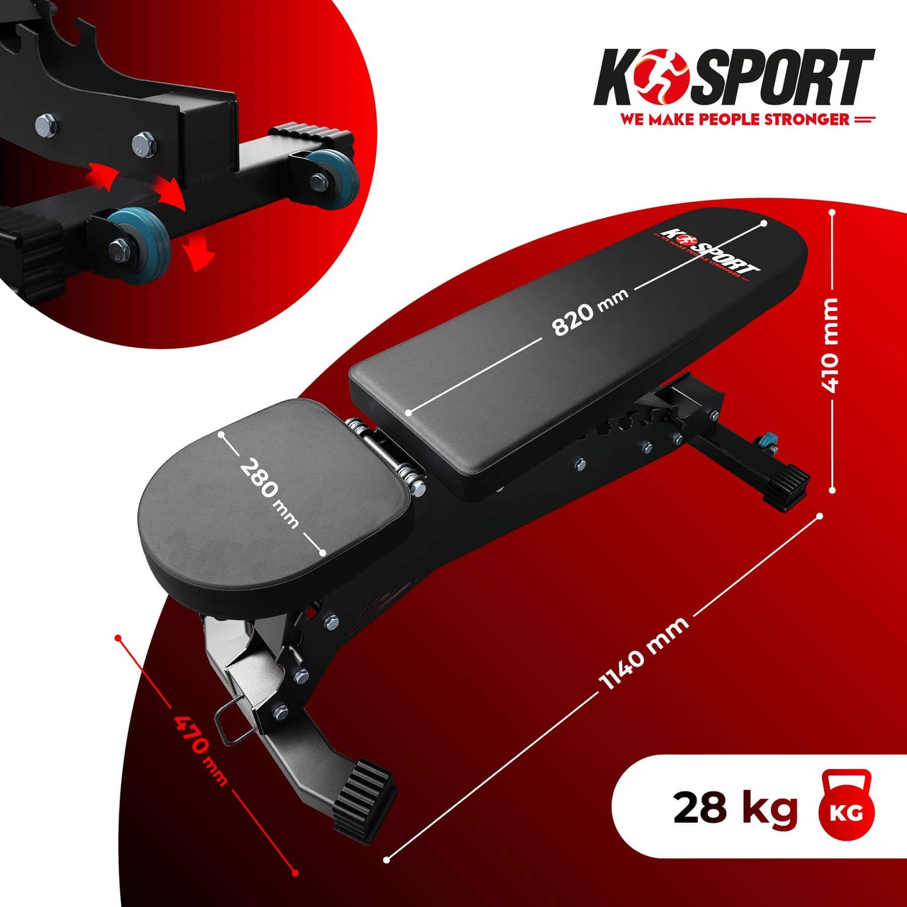 Banc de musculation avec cadre en acier robuste – grande capacité de charge pour un entraînement de force intensif