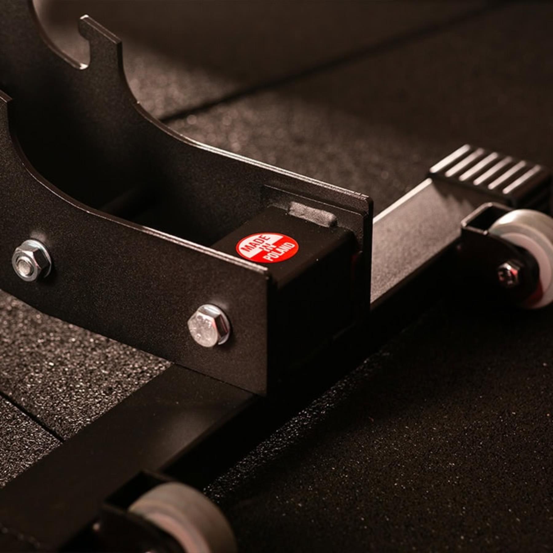 Detailopname van de stabiele voetconstructie – antislip en robuust voor een veilige training