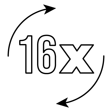 Symbool voor 16-voudige hoogteverstelling met twee gebogen pijlen