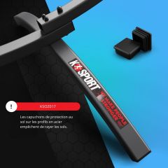Vue détaillée du support du hamac avec capuchons de protection pour le sol