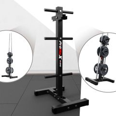 Portadischi in una sala fitness con viste dettagliate delle superfici d’appoggio