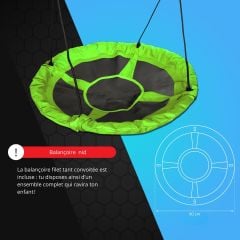 Balançoire filet verte de 90 cm de diamètre, faisant partie de la balançoire pour enfants K-Sport pour le jardin