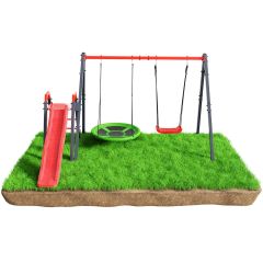 Ensemble de balançoires pour enfants avec toboggan et deux balançoires, vue de face
