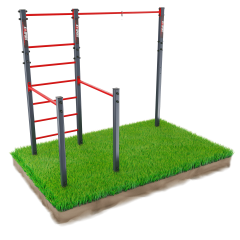 Station de musculation d'extérieur avec barres parallèles et espalier