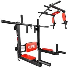 Barra de dominadas y fondos de pared 2 en 1 – equipo multifuncional para entrenamiento del tren superior y core
