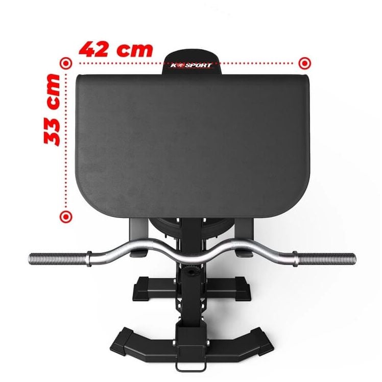 Gepolsterte Armauflage des Curlpults mit 42 cm Breite und 33 cm Höhe