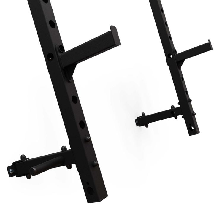 Höhenverstellbare Langhantelablagen am faltbaren Half Rack