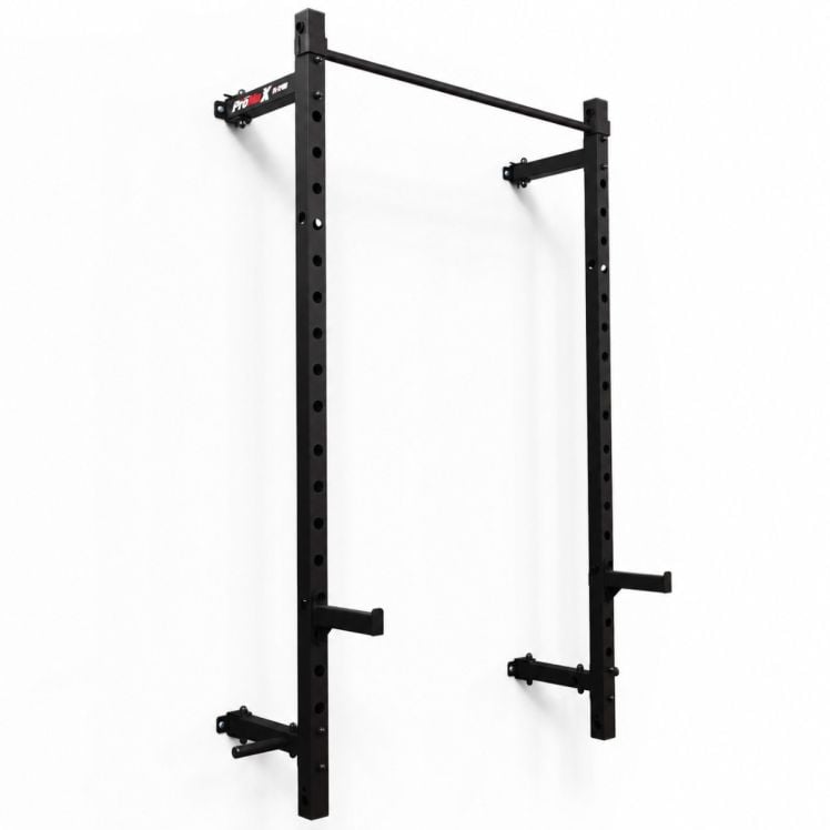 Faltbares Half Rack zur Wandmontage mit Klimmzugstange und Langhantelablagen