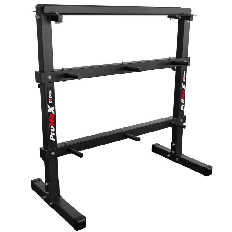 Support de rangement Pro Max en acier pour barres, haltères et disques, idéal pour home gym