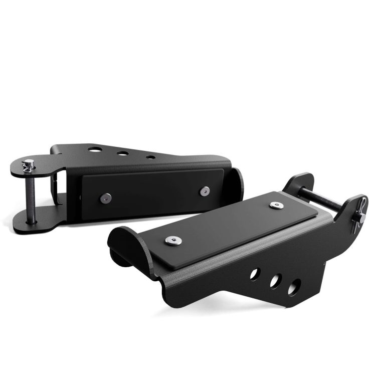 Deux supports d’haltère robustes pour power racks, en acier thermolaqué avec protection pour le support de la barre