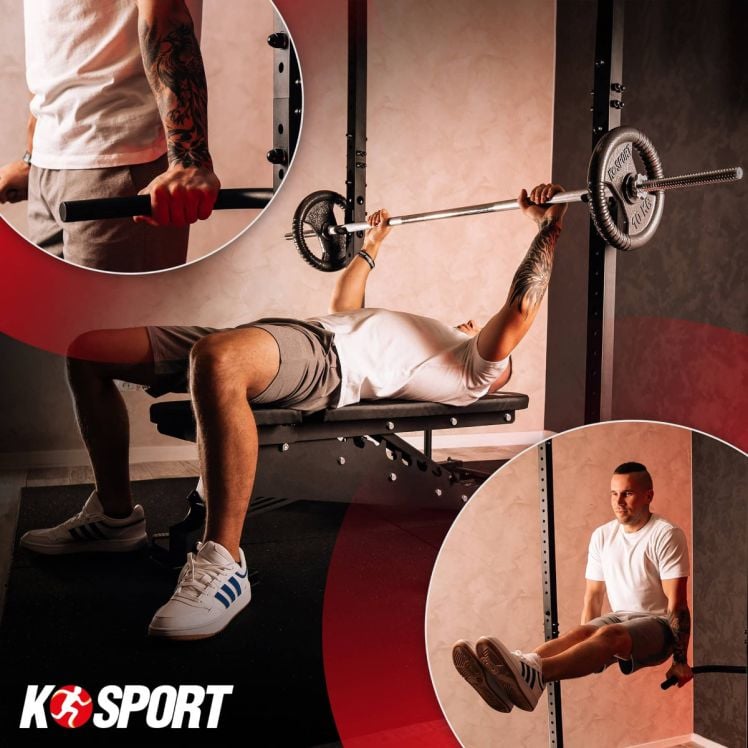 Développé couché et levée de jambes sur Half Rack