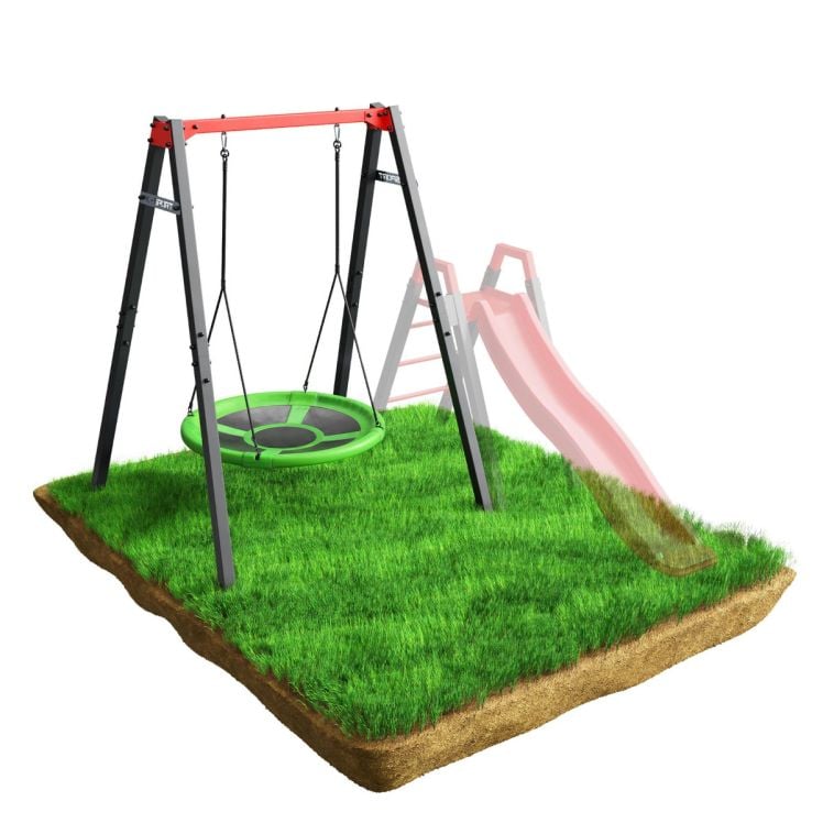 Balançoire pour enfants avec toboggan en option, parfaite pour des moments de jeu variés dans le jardin