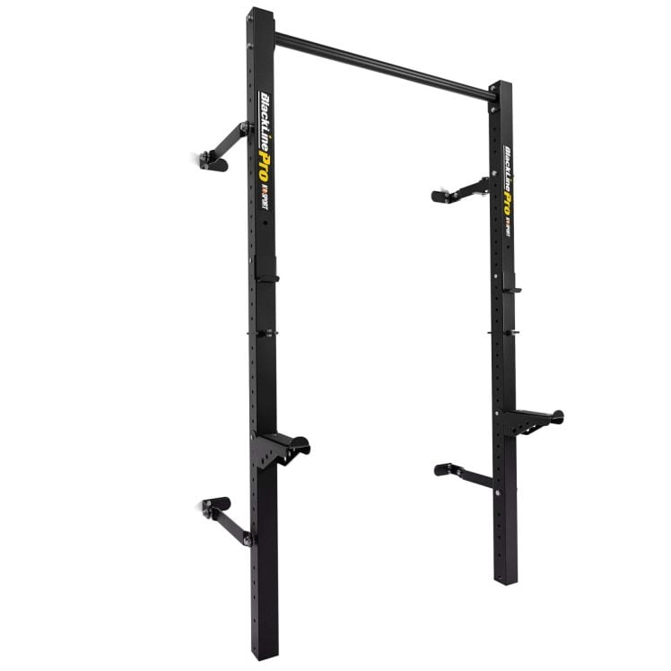 Half rack pliable mural avec barre de traction présenté de face