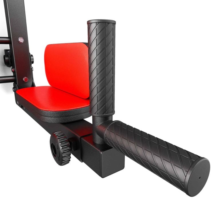 Vista dettagliata della stazione per dip con impugnature ergonomiche e comode imbottiture