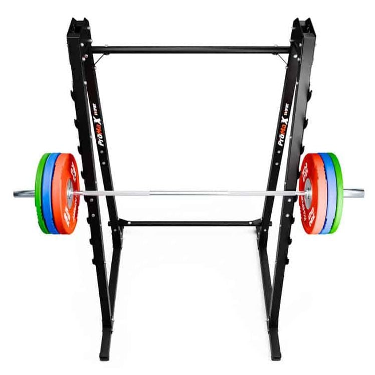 Halterstandaard met halter en gewichtsschijven – geschikt voor squats, bankdrukken en gewichtheffen